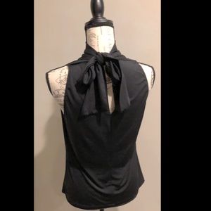 Black Electra tie turtleneck sleeveless top
